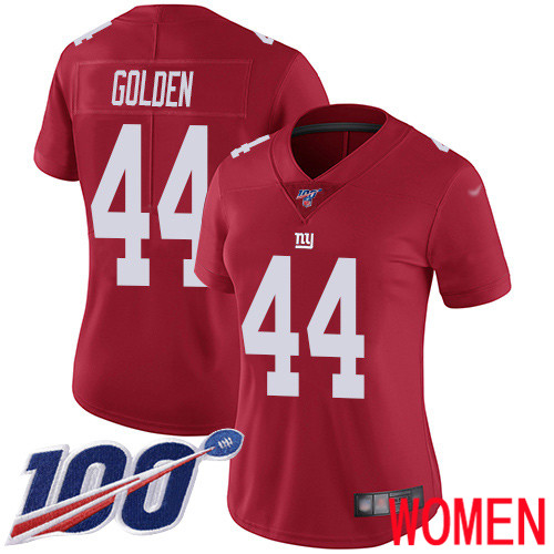 Women New York Giants #44 Markus Golden Red Limited Red Inverted Legend 100th Season Football NFL Jersey